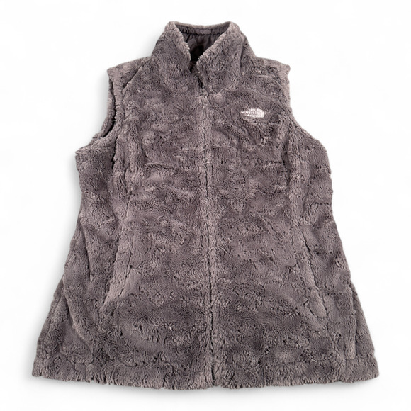 North Face Vest Womens SMALL Gray Mossbud Reversible Quilted Sherpa Fleece - Picture 8 of 12